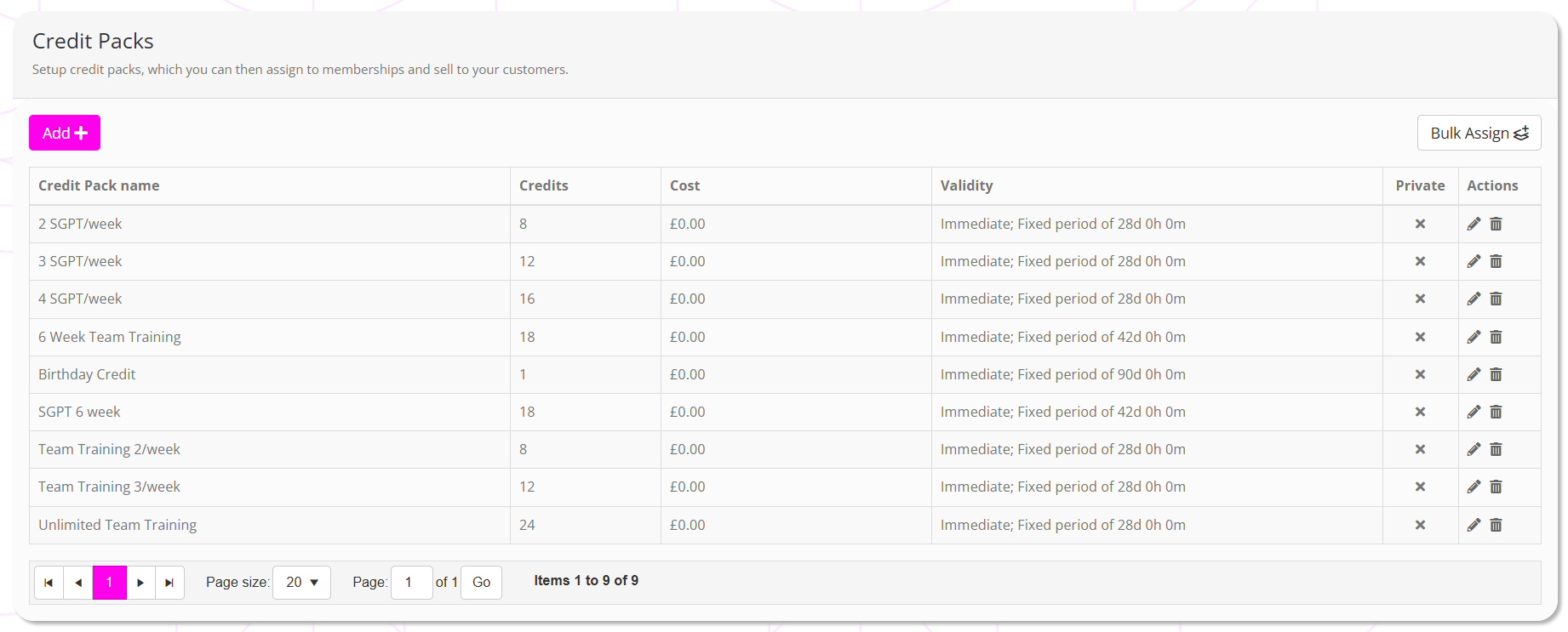 Creating or editing a credit pack – GymOS Support Centre